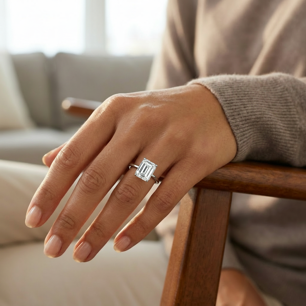 Basilica - Emerald - White Gold - Plain