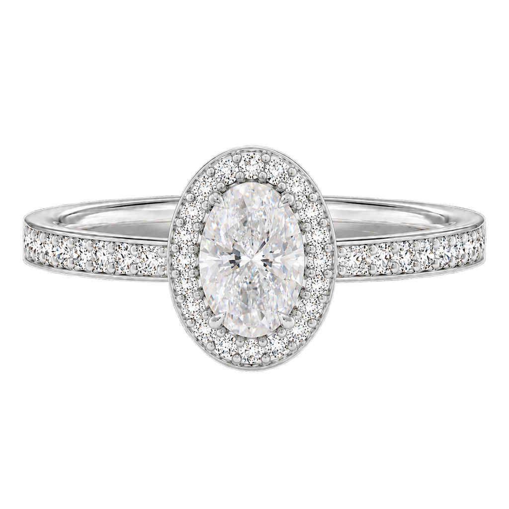 Deneuve - Oval - White Gold - Pavé