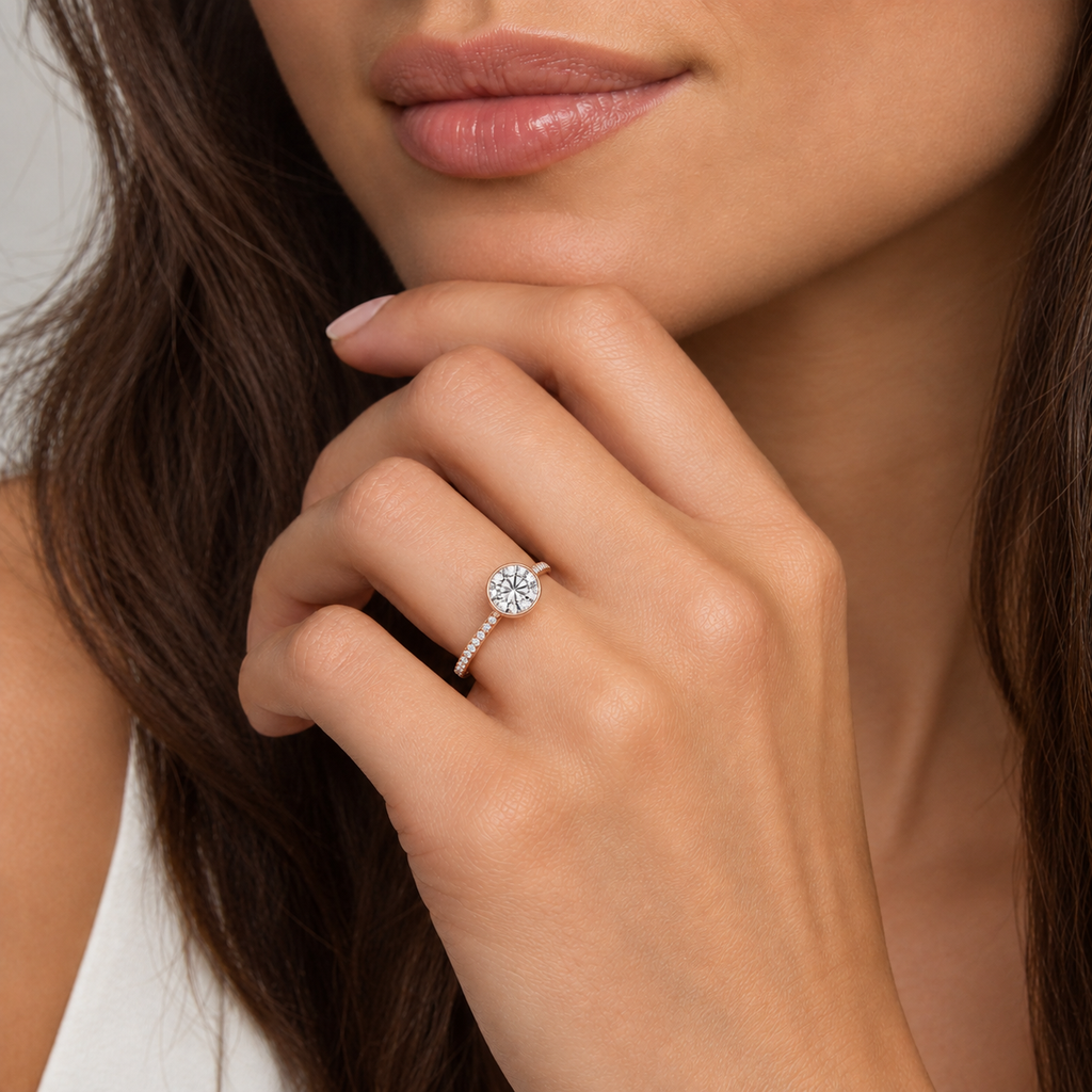 Solenne - Round - Rose Gold - Pavé