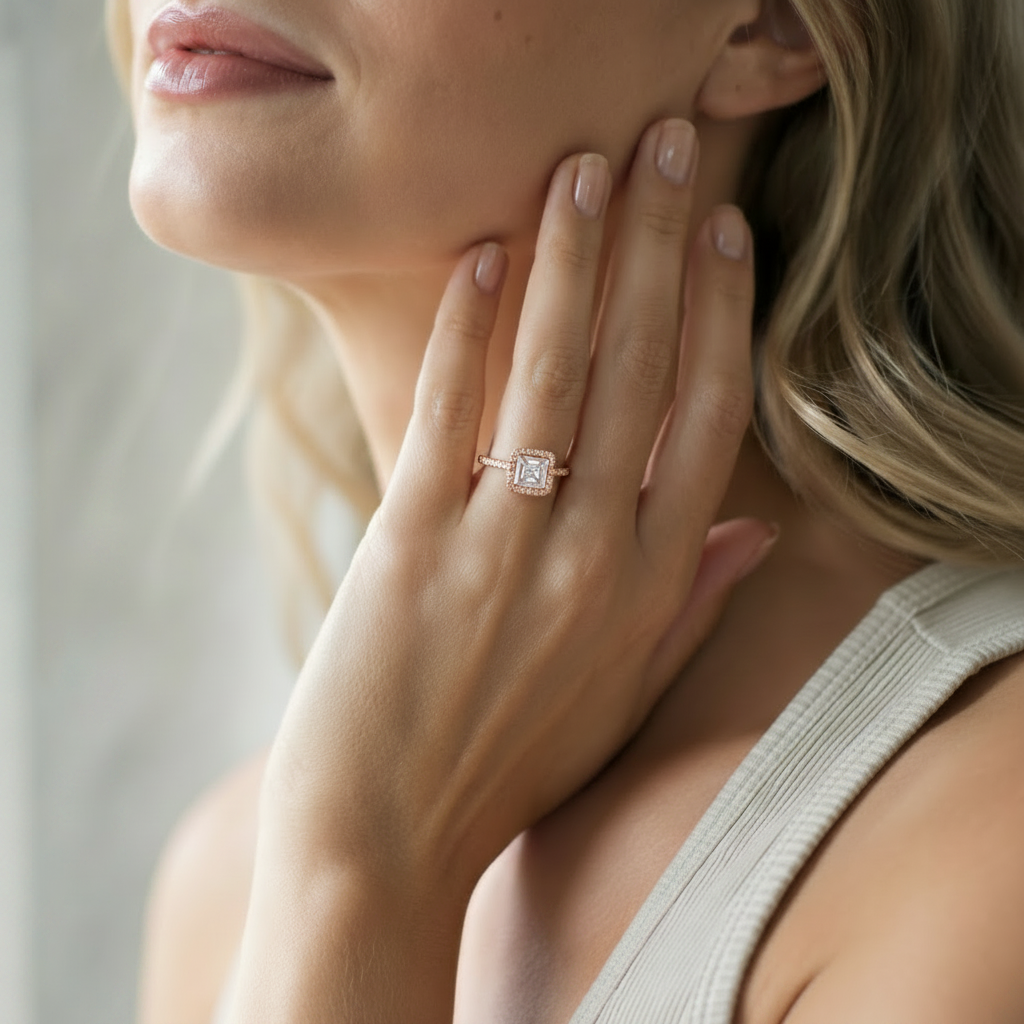 Cordelia - Asscher - Rose Gold - Channel