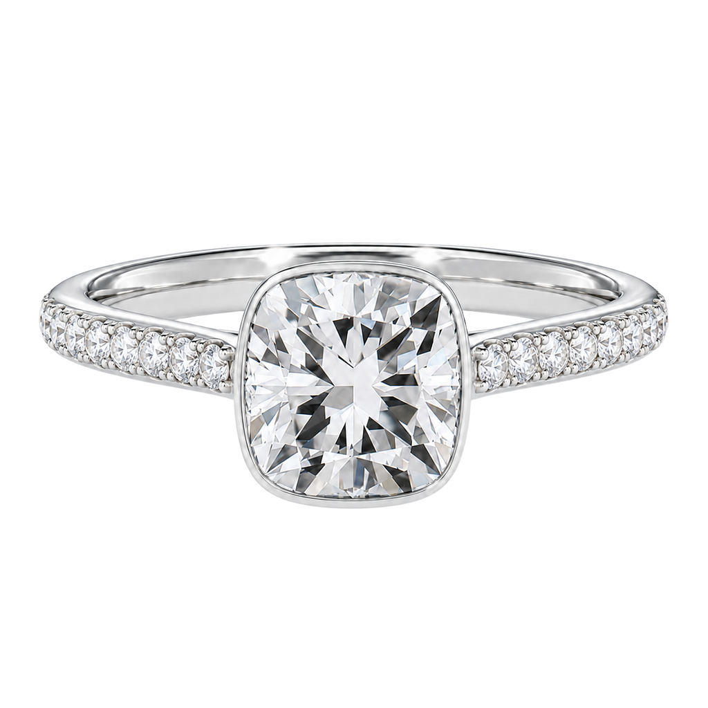 Solenne - Cushion - Platinum - Pavé