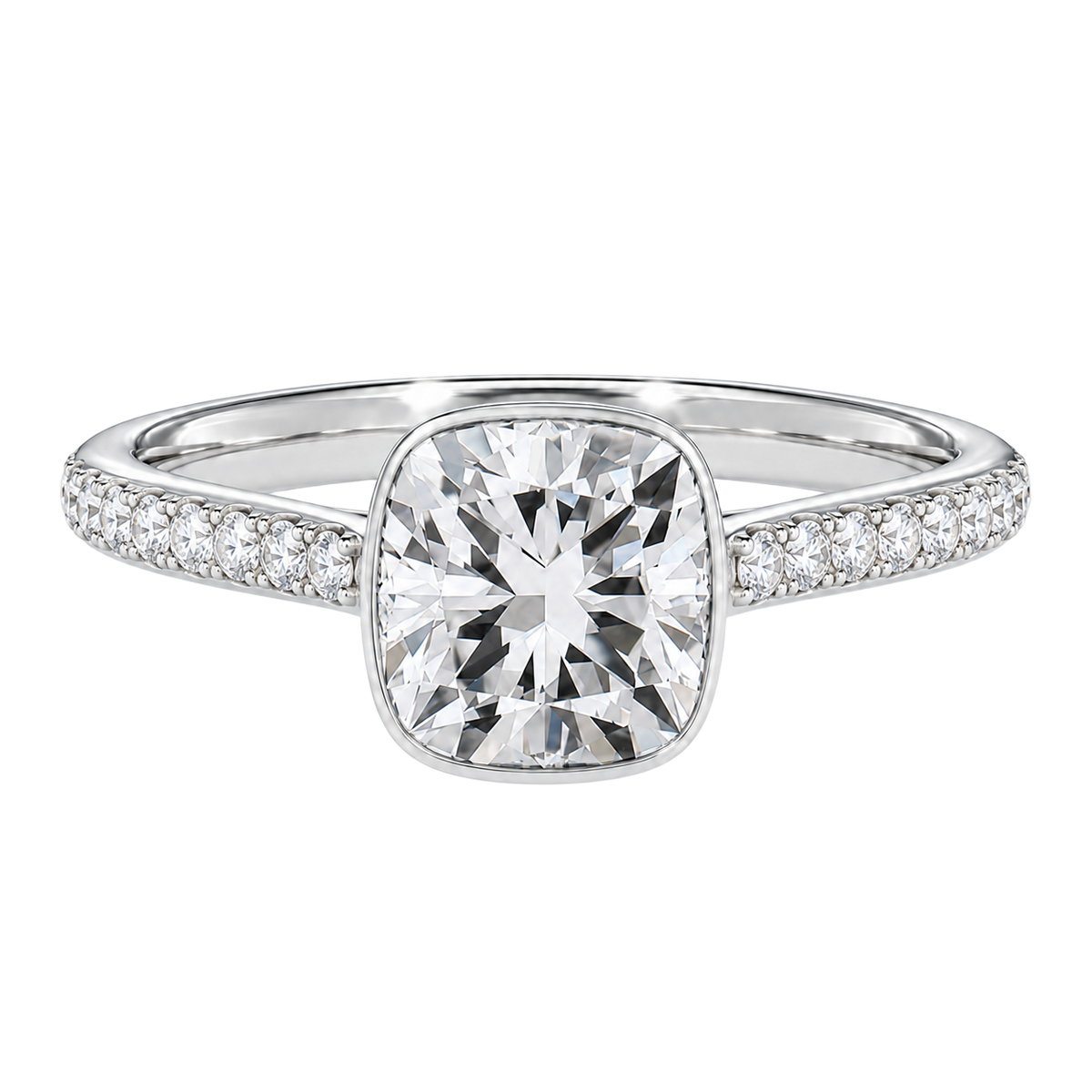 Solenne - Cushion - Platinum - Pavé