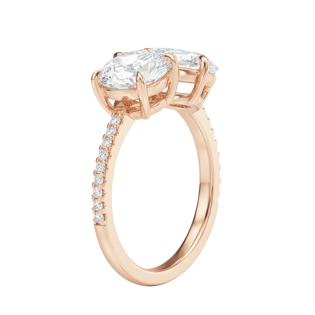 Duo - Emerald - Rose Gold - Pavé
