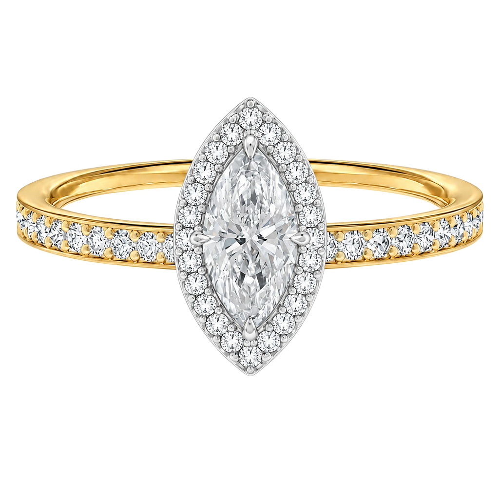 Deneuve - Marquise - Yellow/White Tone - Pavé