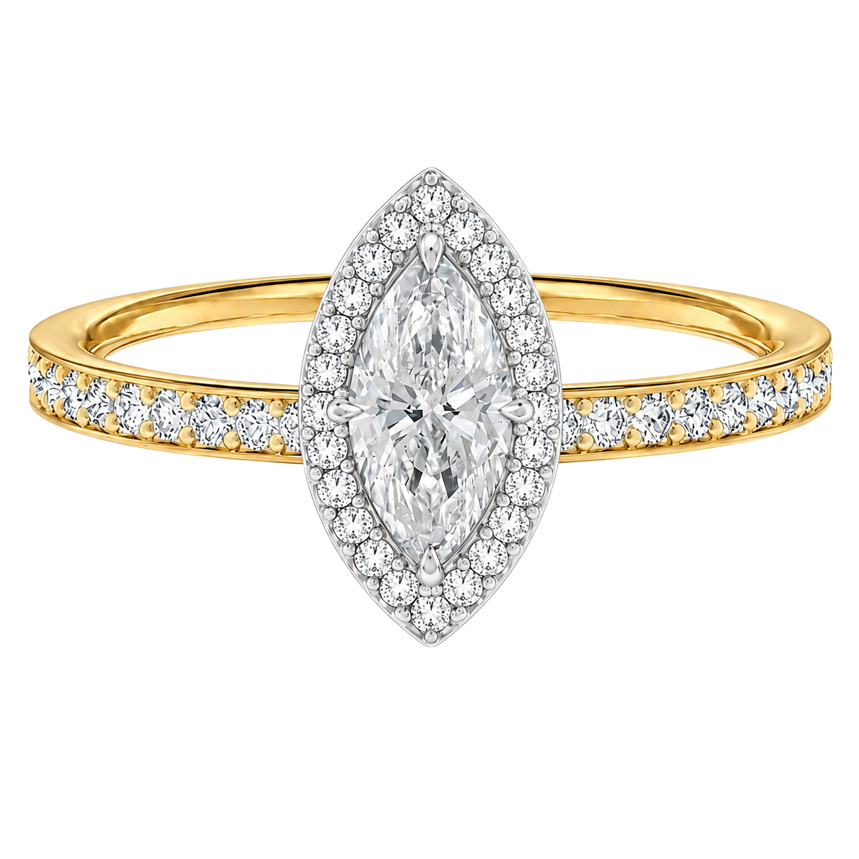 Deneuve - Marquise - Yellow/White Tone - Pavé