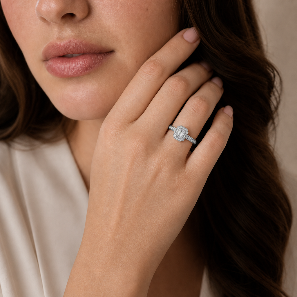 Deneuve - Asscher - White Gold - Channel