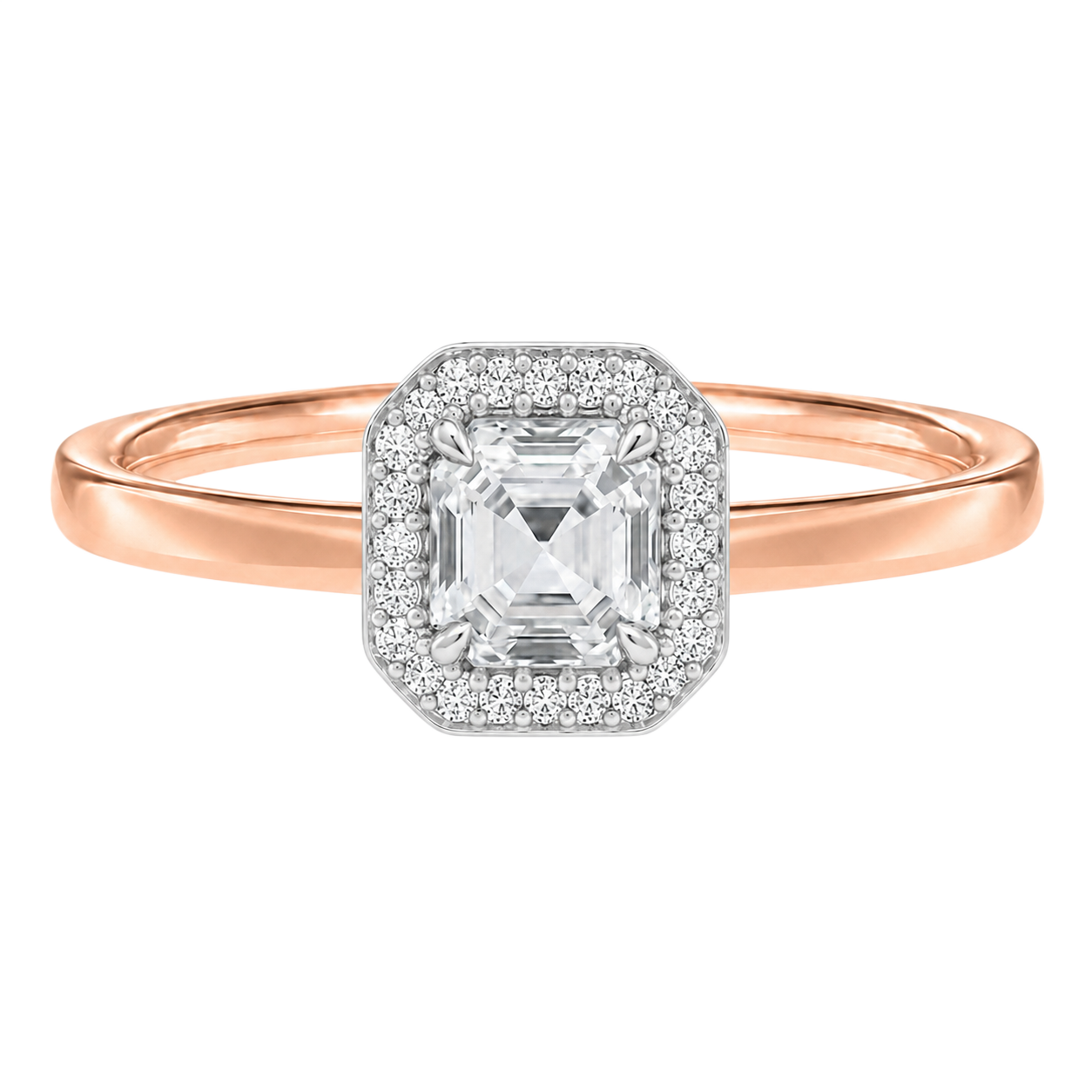 Deneuve - Asscher - Rose/White Tone - Plain