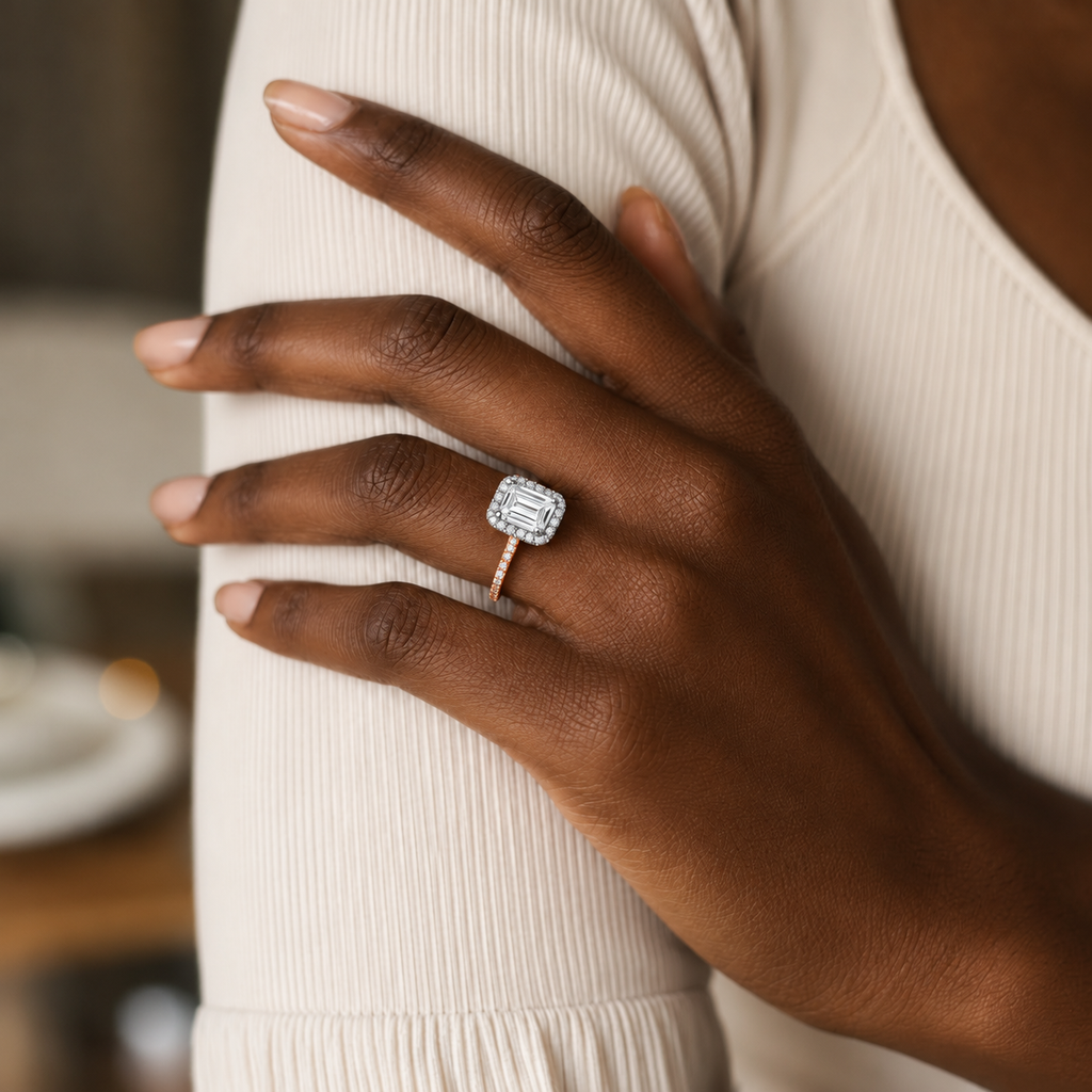 Cordelia - Emerald - Rose / White Tone - Pavé