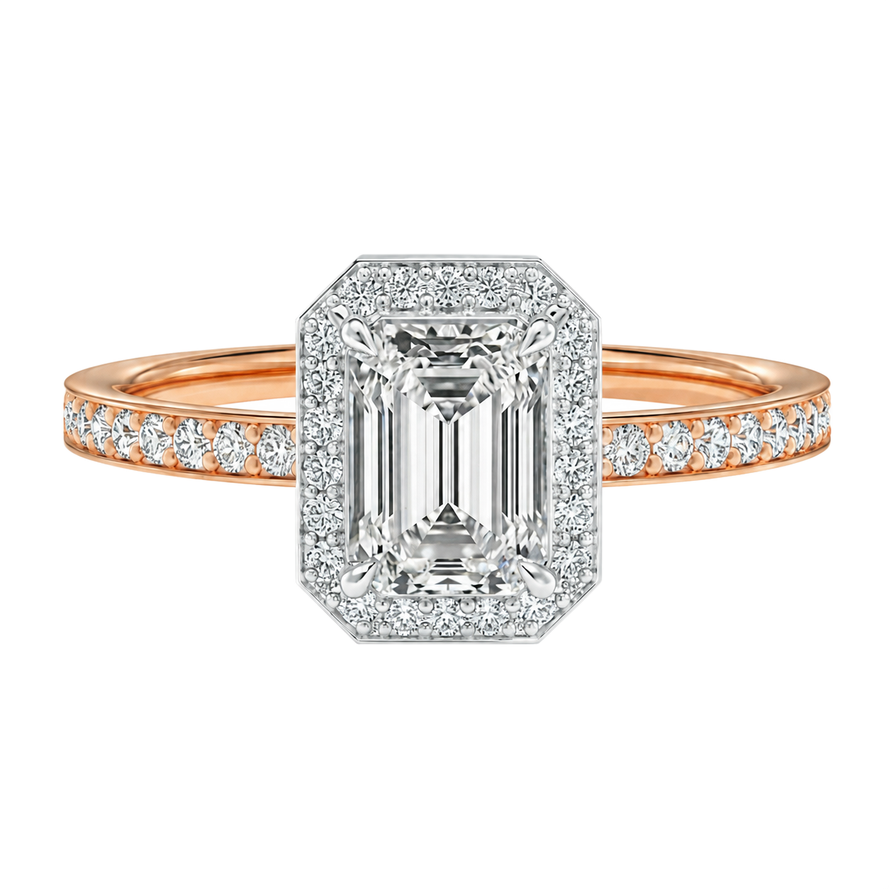 Deneuve - Emerald - Rose/White Tone - Pavé