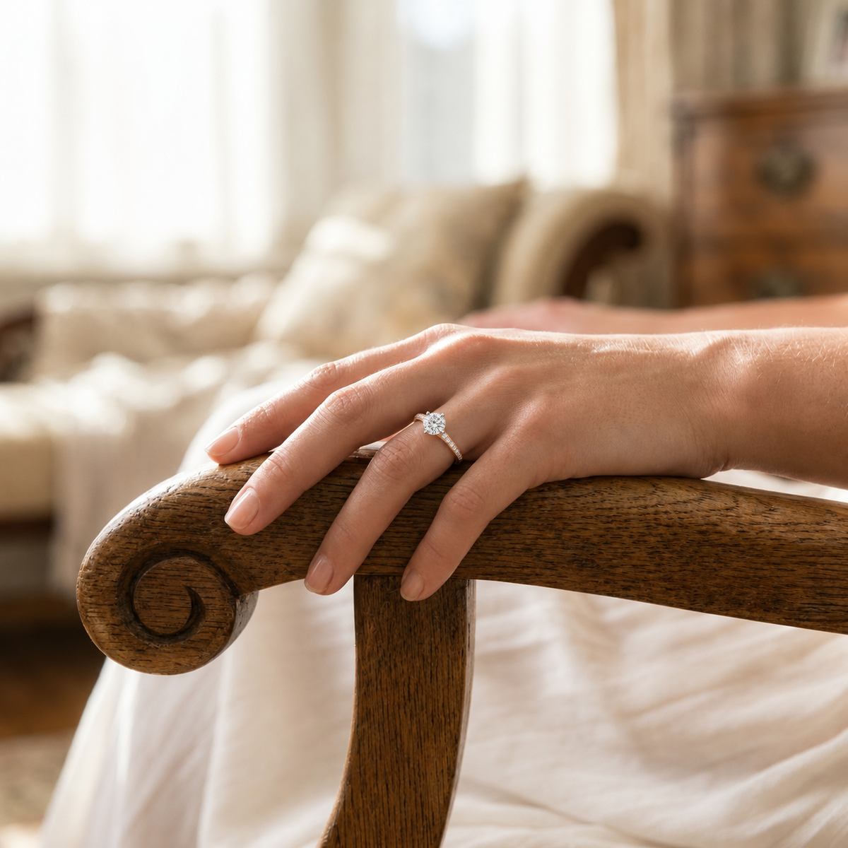 Lumiere - Round - Rose/White Tone - Pavé