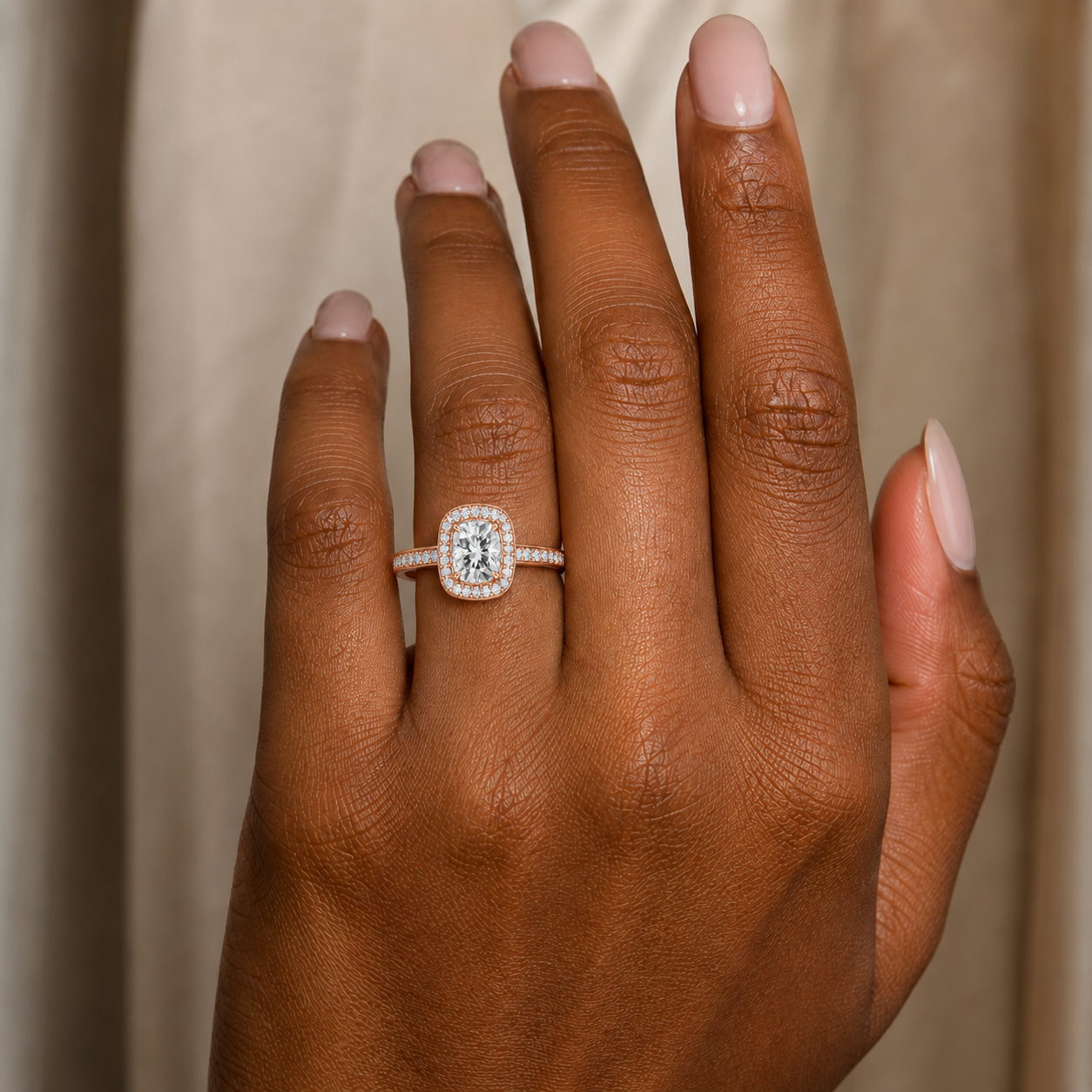 Deneuve - Cushion - Rose Gold - Pavé