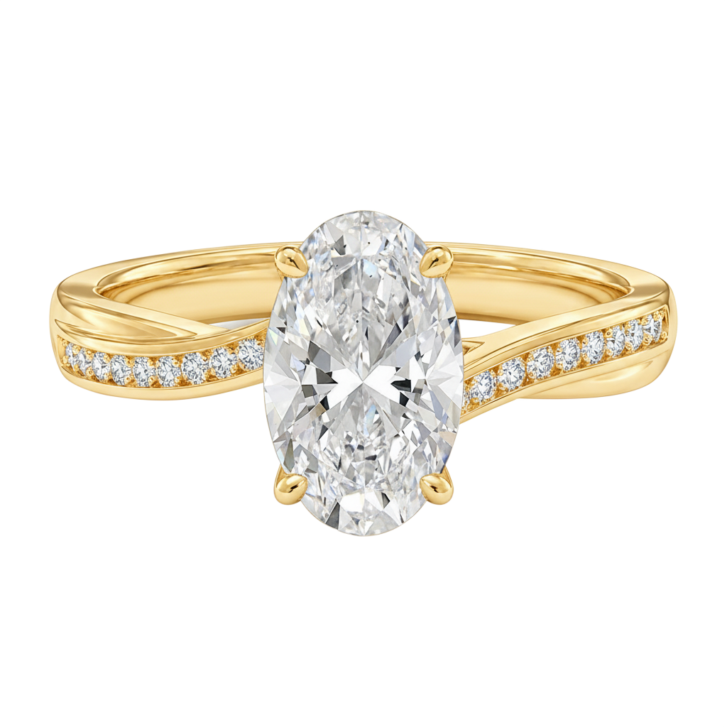 Wreath - Oval - Yellow Gold - Channel