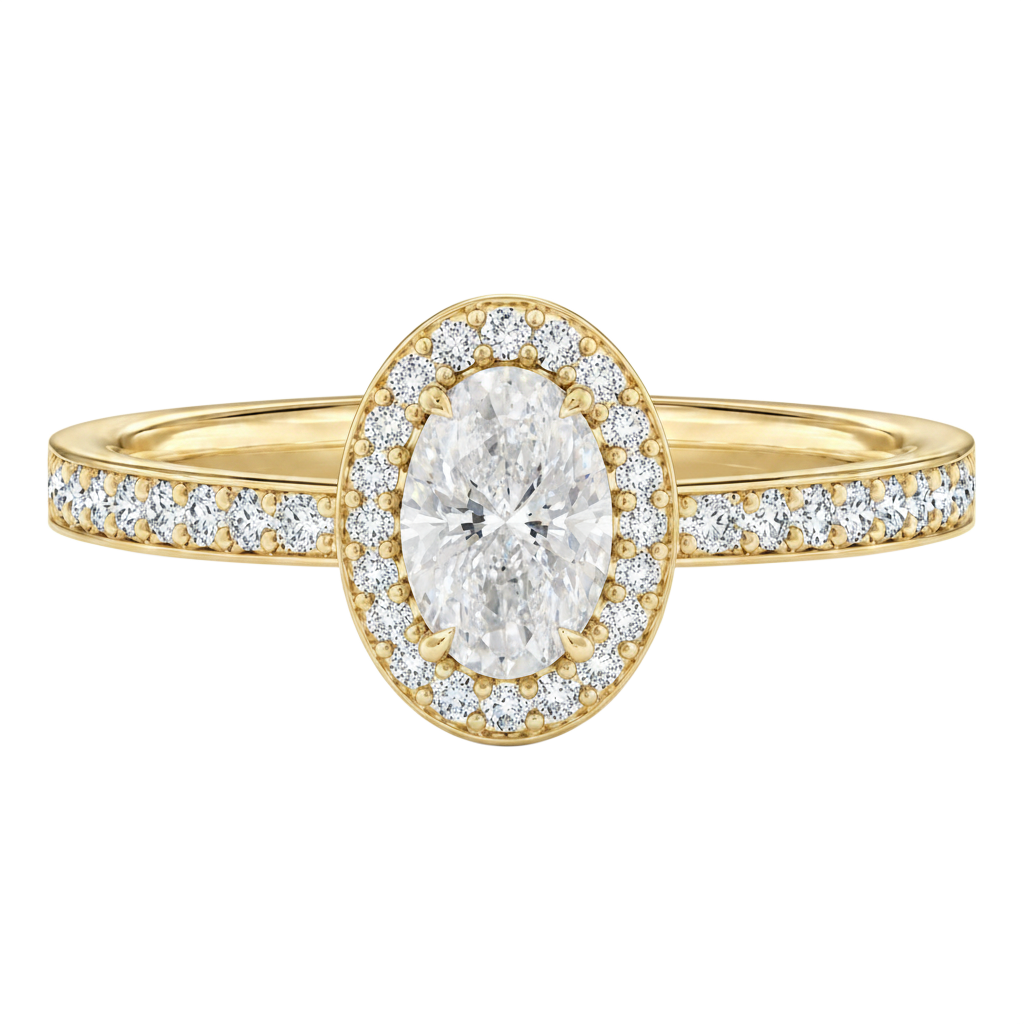 Deneuve - Oval - Yellow Gold - Pavé