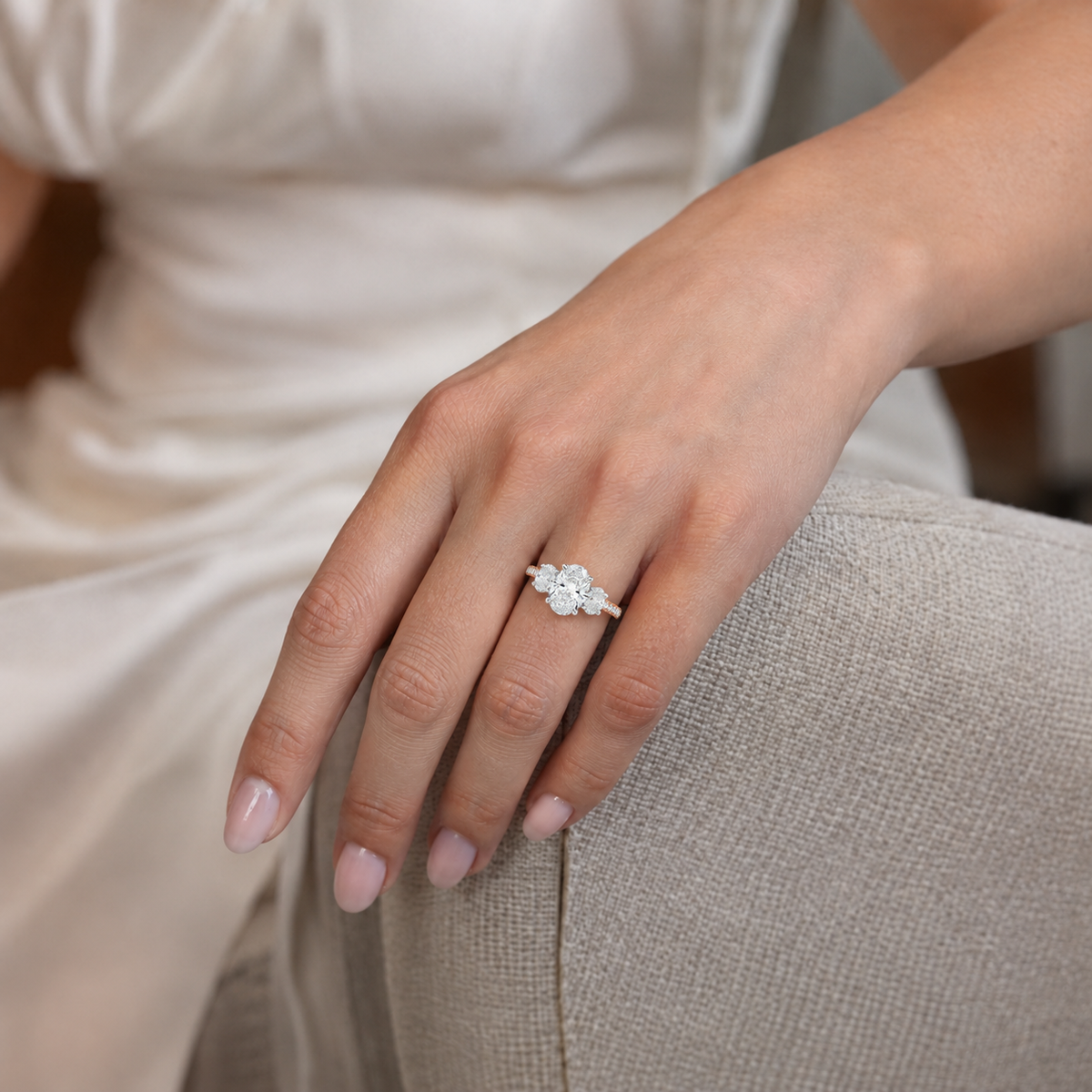 Elysium - Oval - Rose/White Tone - Pavé