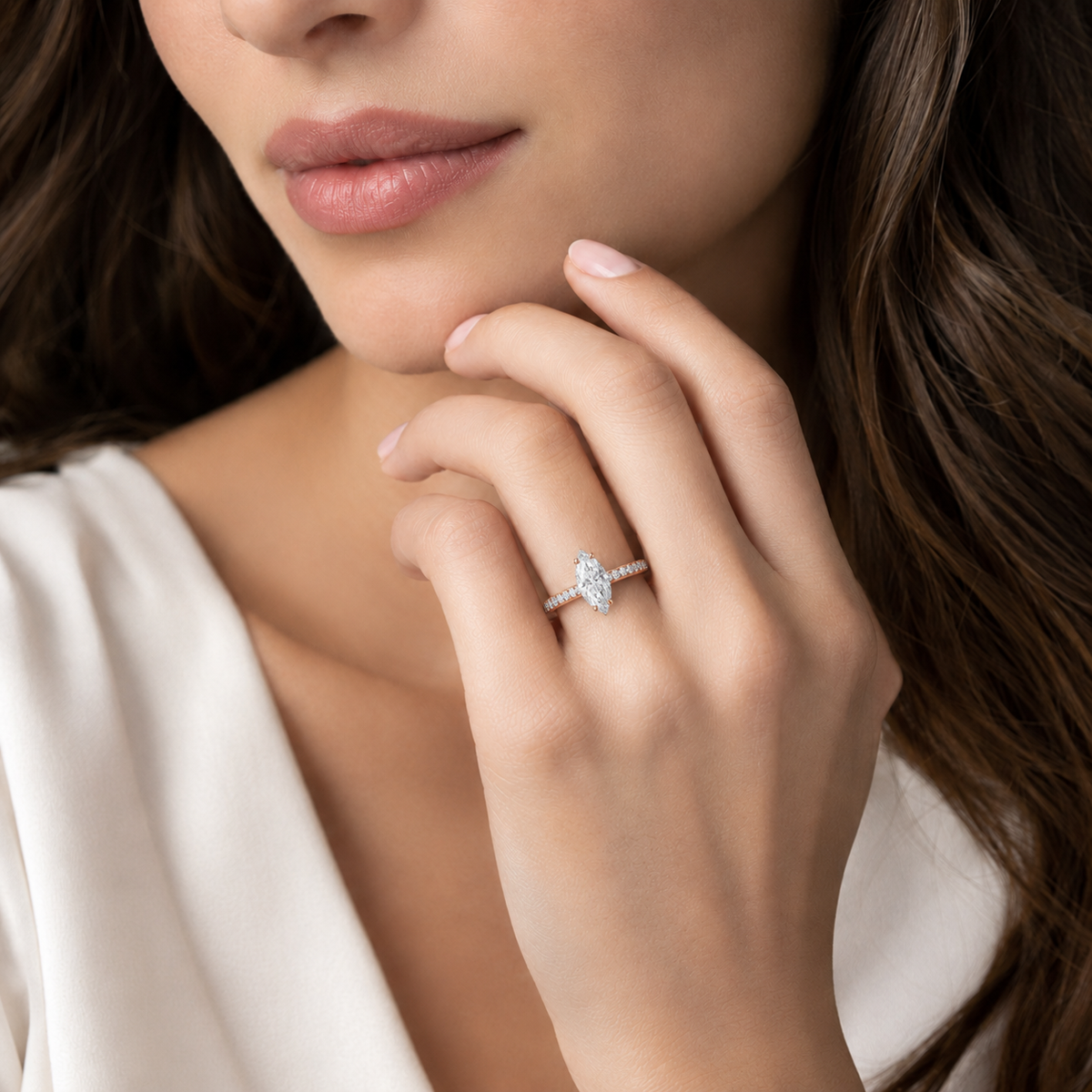 Talia - Marquise - Rose Gold - Pavé
