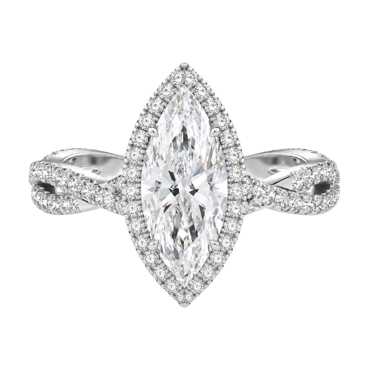 Braid - Marquise - White Gold - Pavé