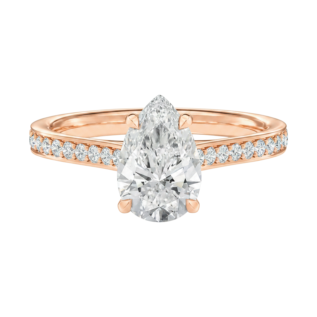 Basilica - Pear - Rose Gold - Pavé
