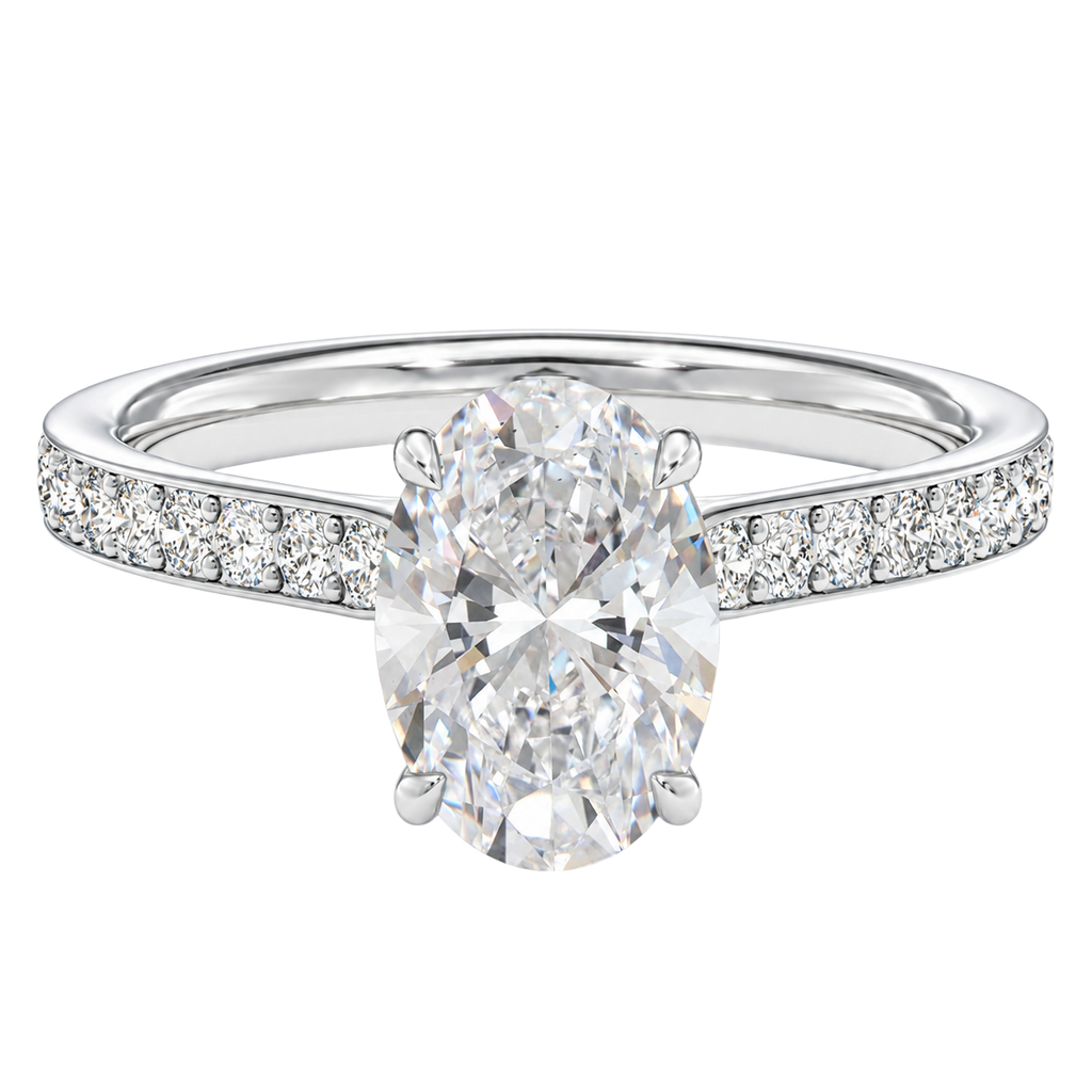 Talia - Oval - White Gold - Pavé