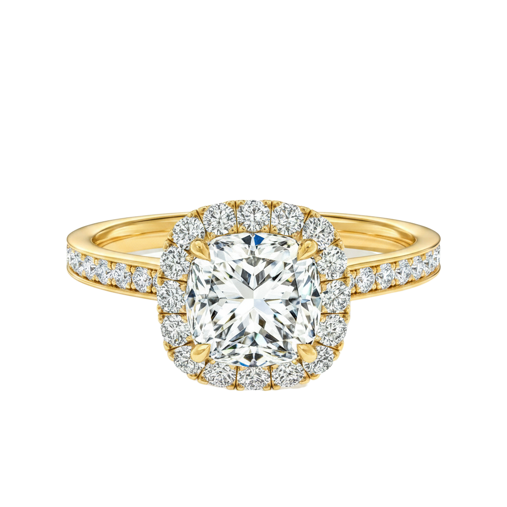 Cordelia - Cushion - Yellow Gold - Channel