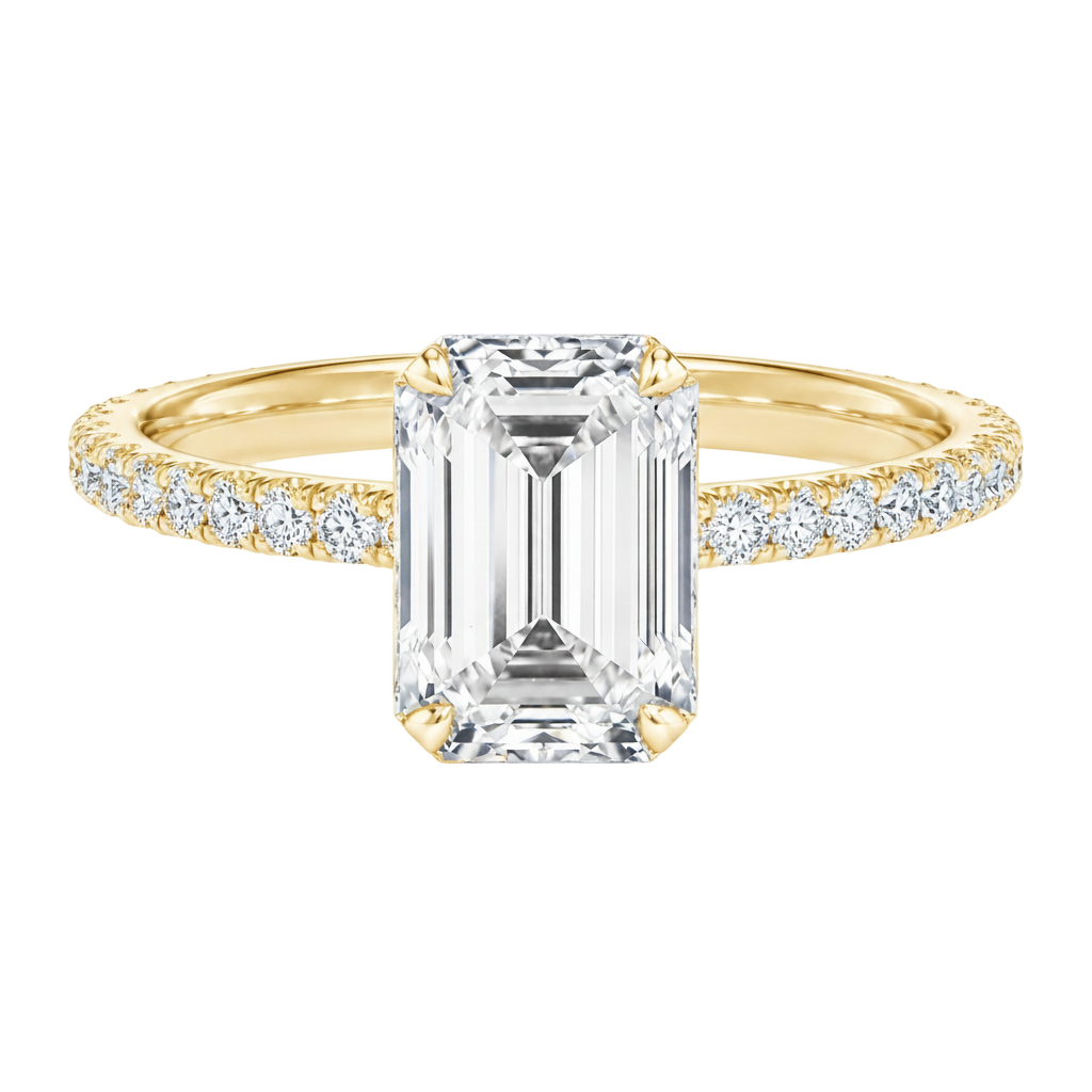 Solenne - Emerald - Yellow Gold - Pavé