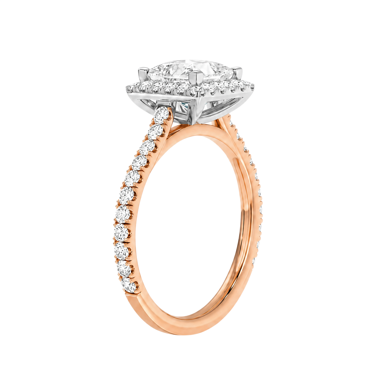 Cordelia - Asscher - Rose / White Tone - Pavé
