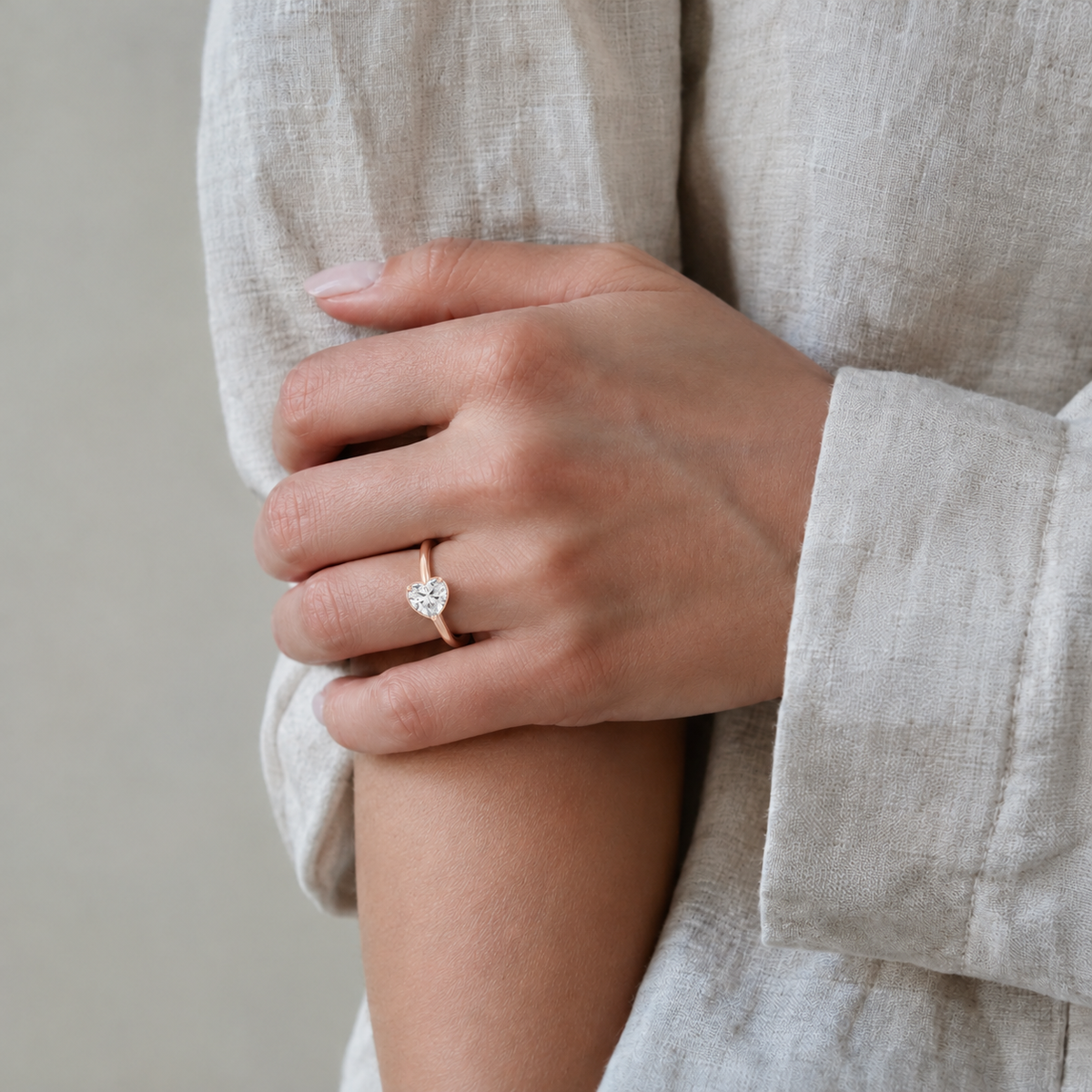 Solenne - Heart - Rose Gold - Plain