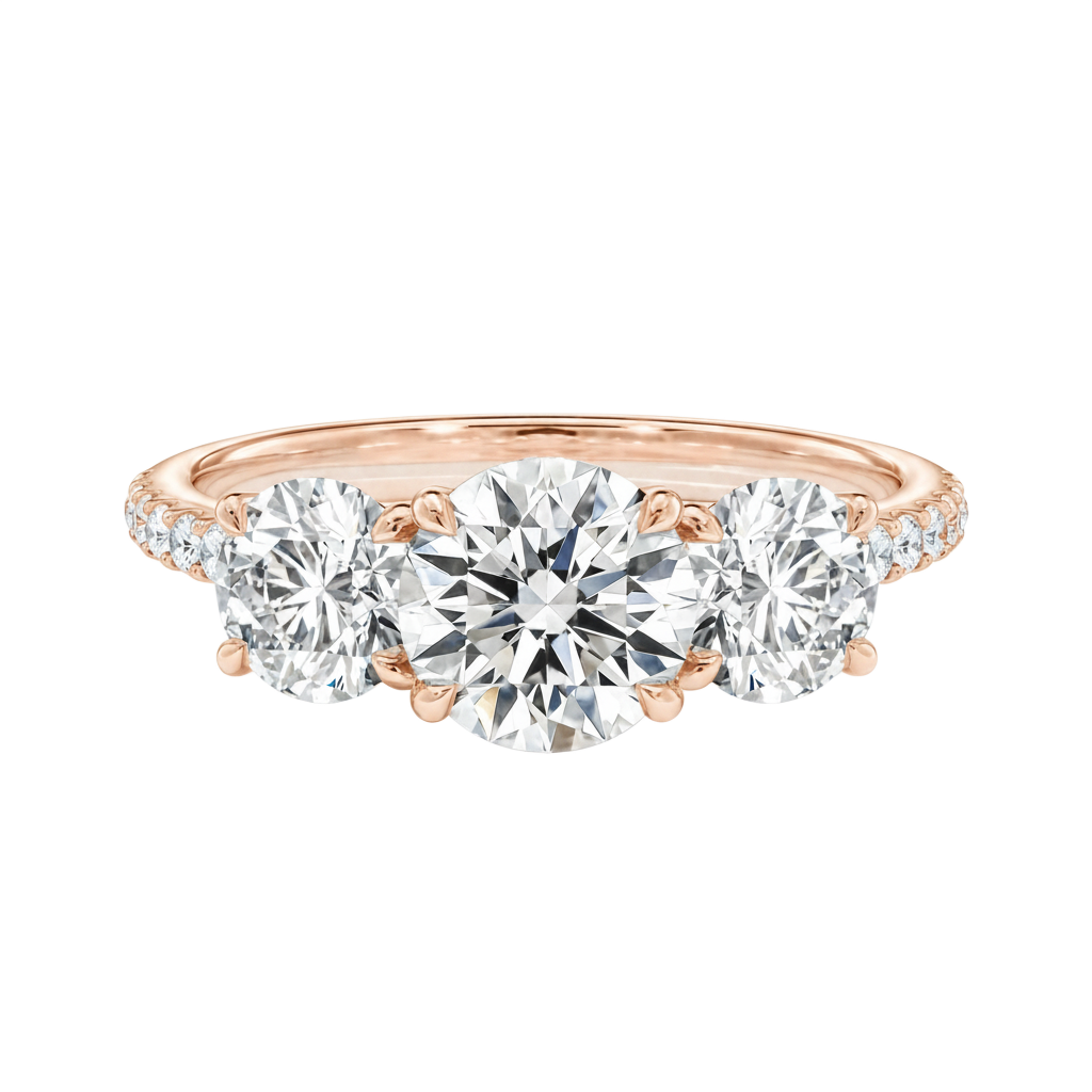 Trinity - Round - Rose Gold - Pavé