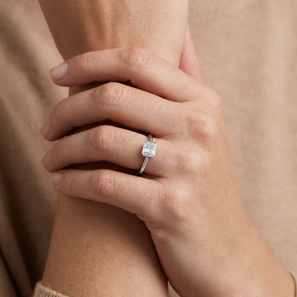 Bailey - Radiant - White Gold - Plain