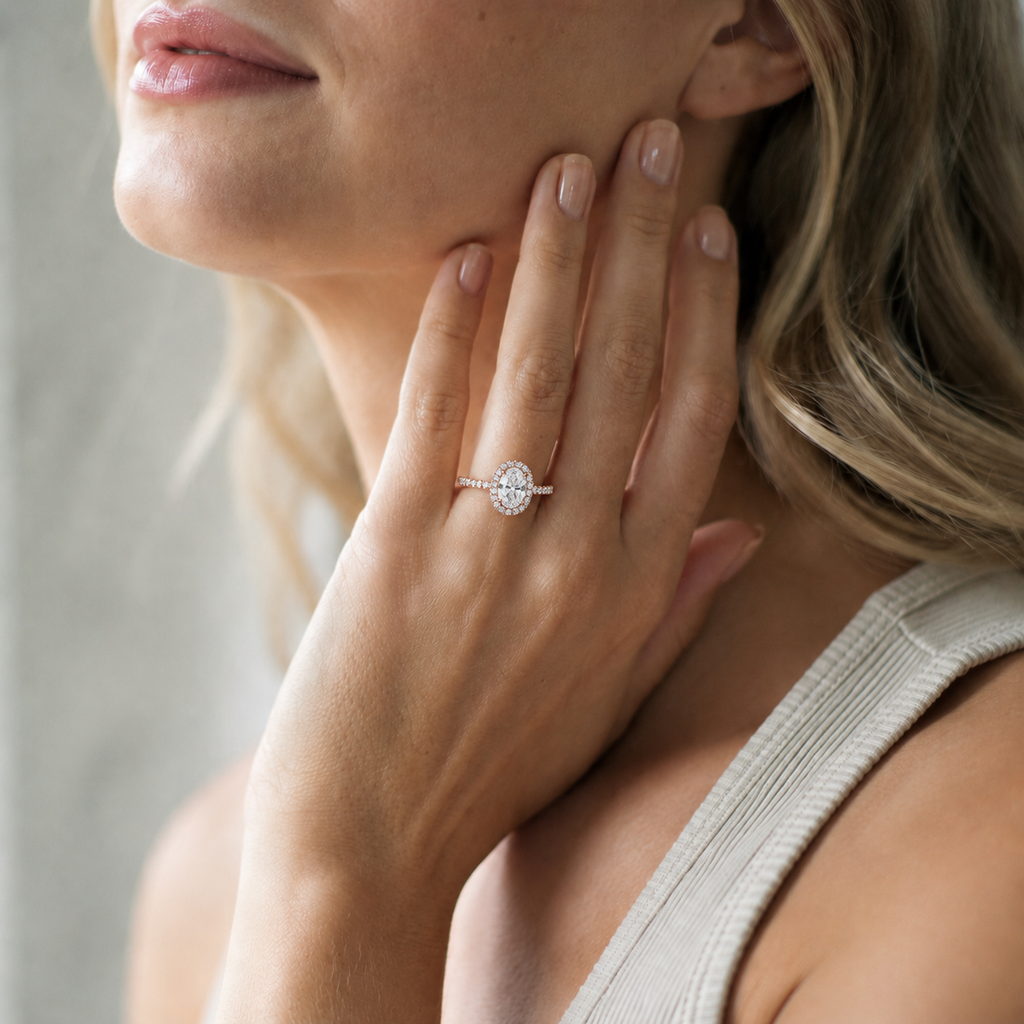 Cordelia - Oval - Rose / White Tone - Pavé