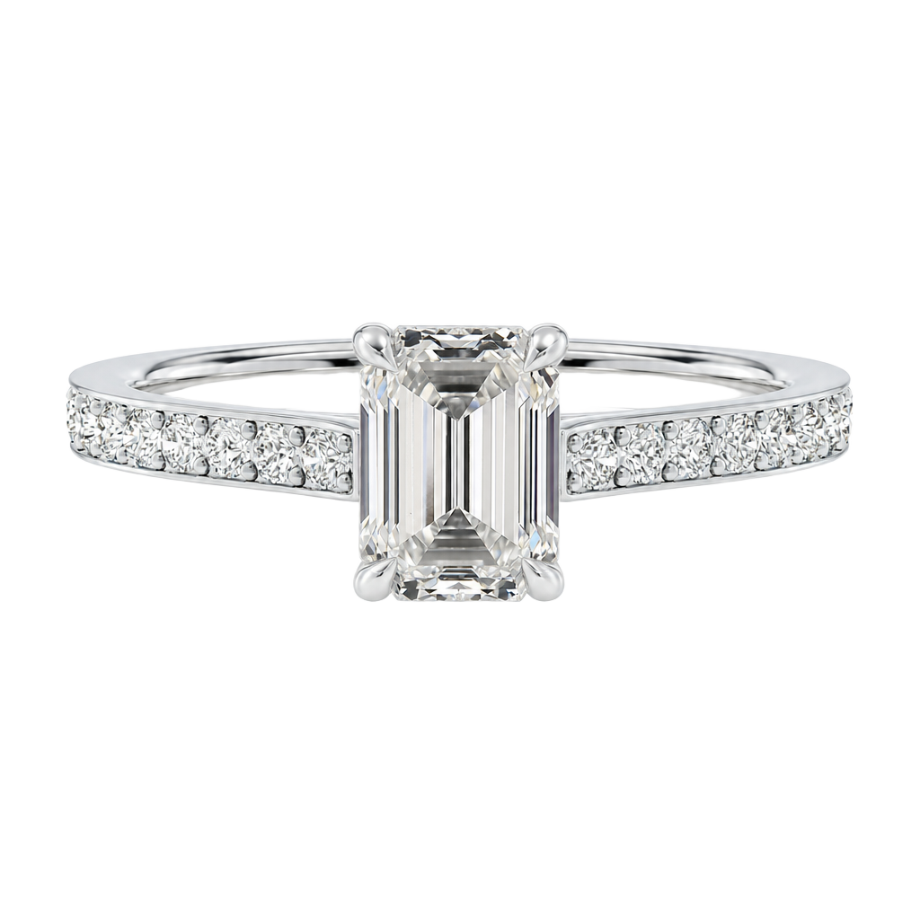 Talia - Emerald - White Gold - Pavé