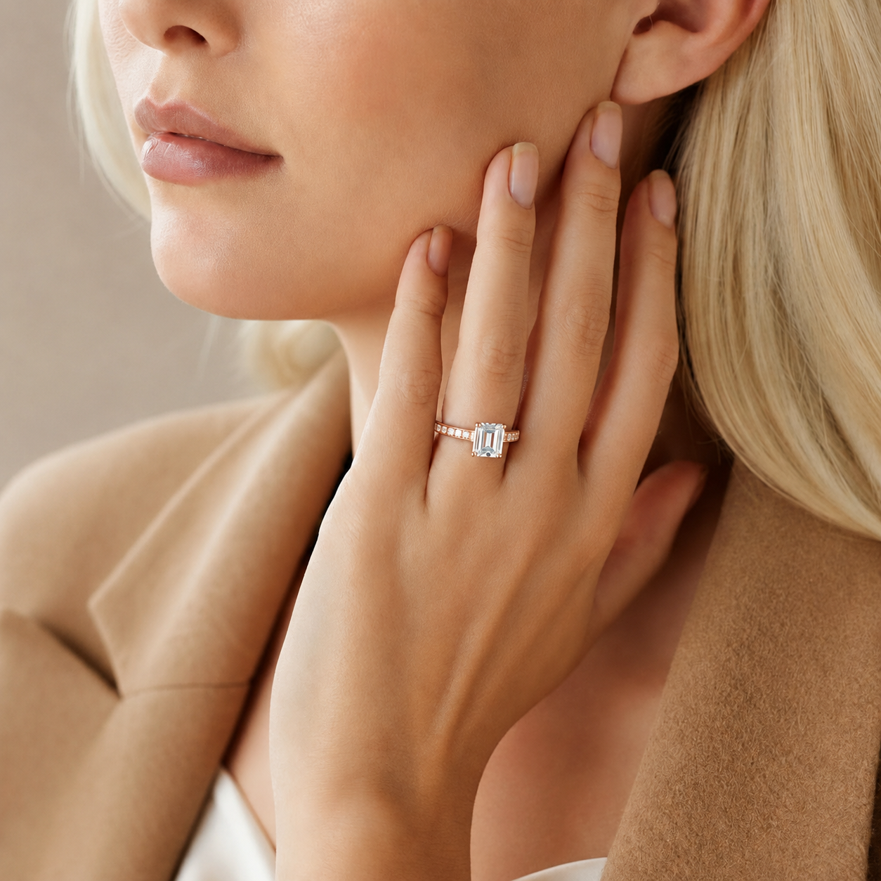 Basilica - Asscher - Rose/White Tone - Pavé
