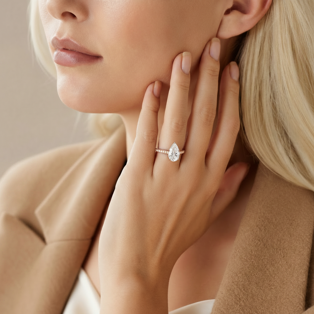 Basilica - Pear - Rose Gold - Pavé