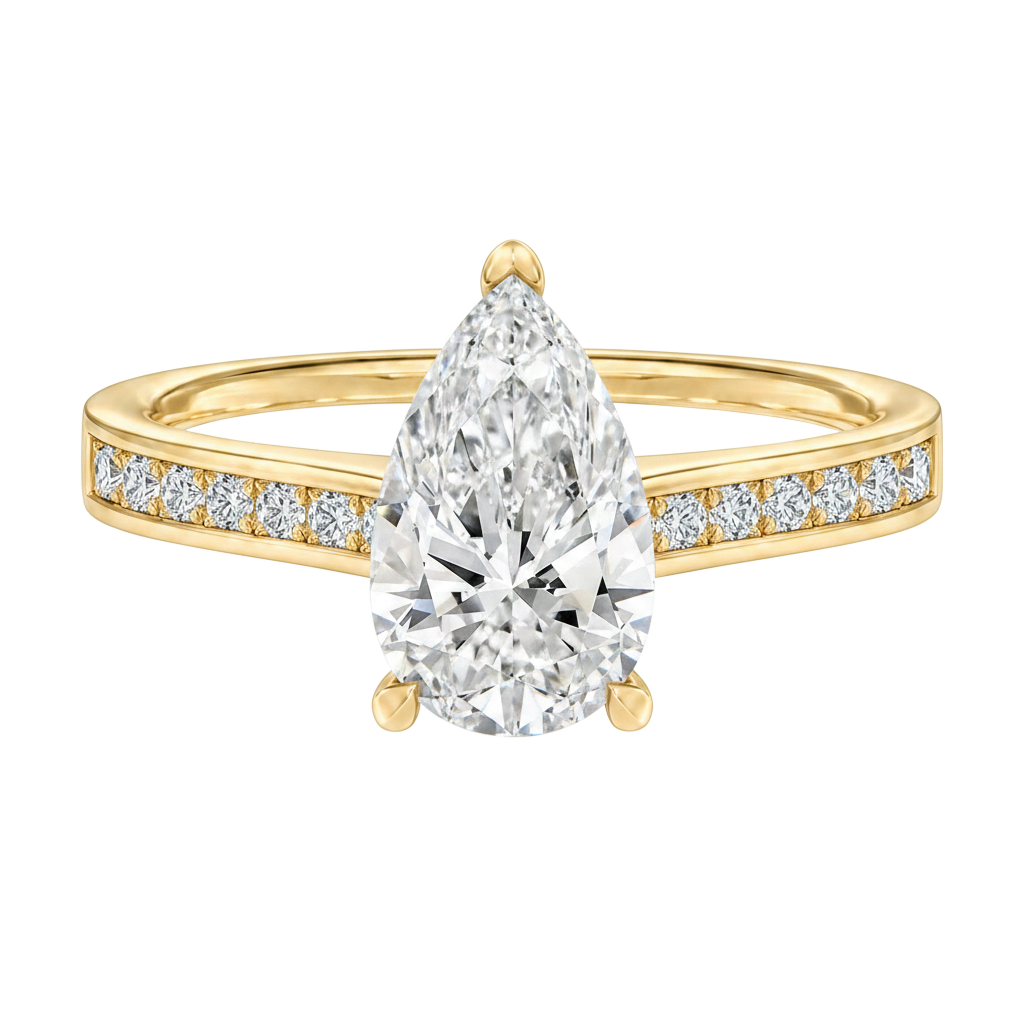 Basilica - Pear - Yellow Gold - Channel