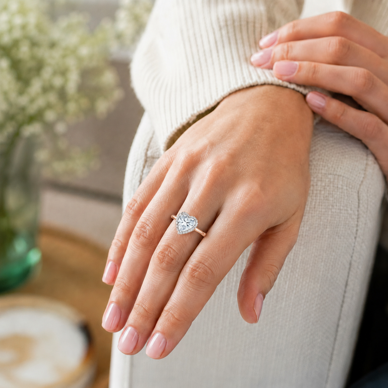 Cordelia - Heart - Rose / White Tone - Plain