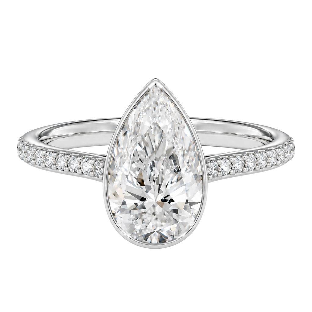 Solenne - Pear - Platinum - Pavé