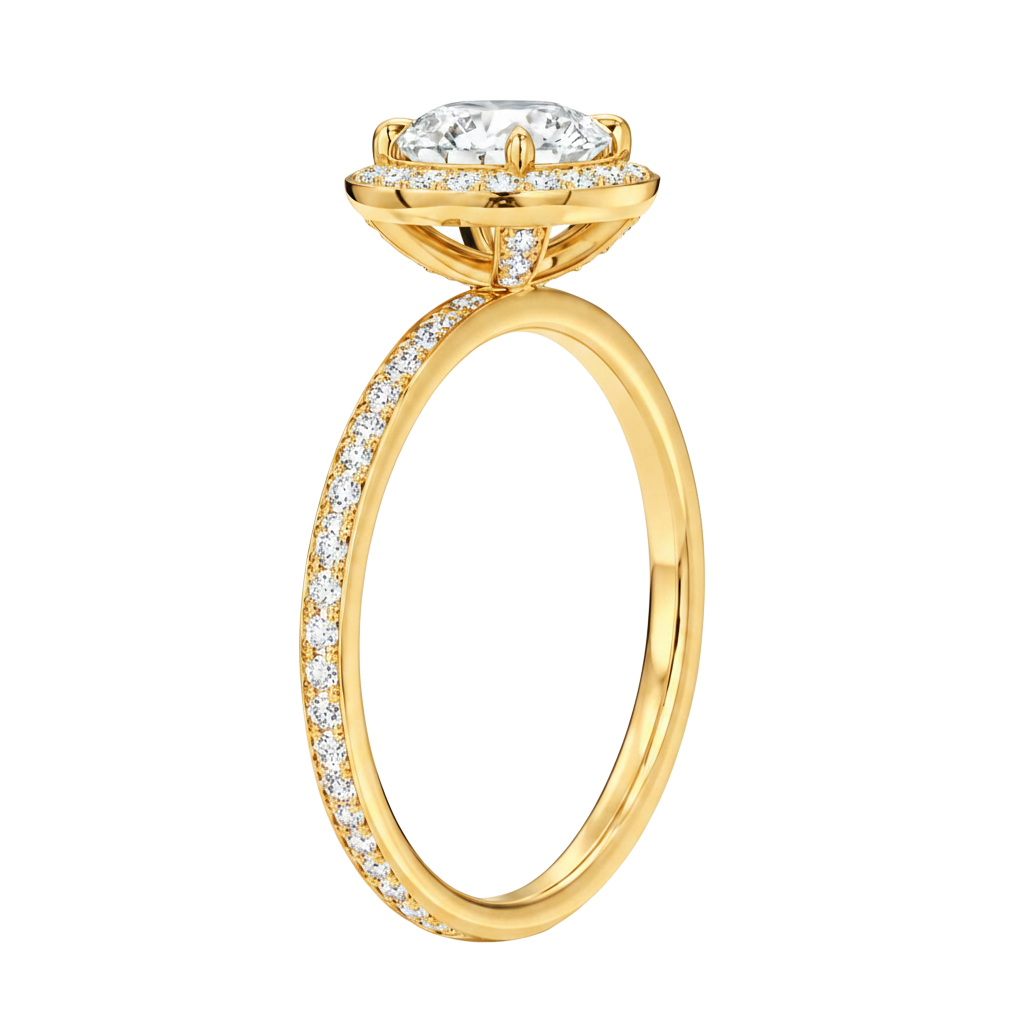 Deneuve - Round - Yellow Gold - Pavé