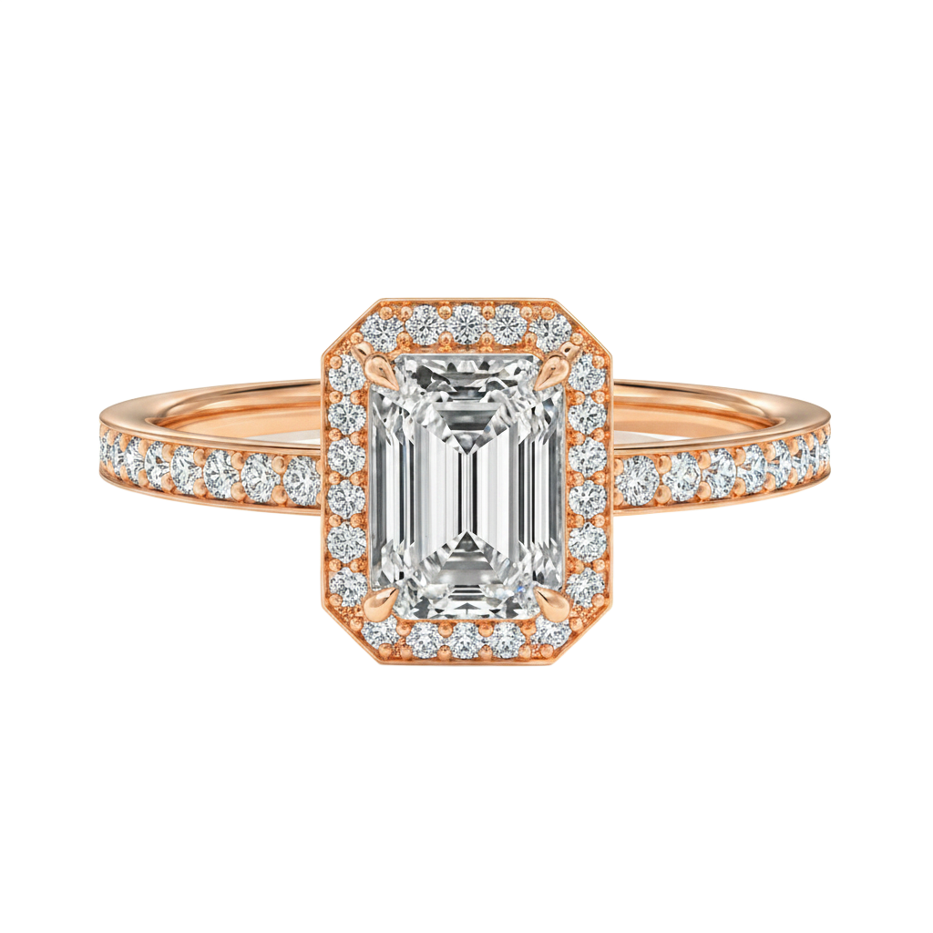 Deneuve - Emerald - Rose Gold - Pavé