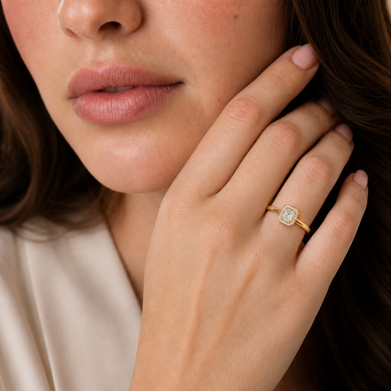 Deneuve - Asscher - Yellow Gold - Plain