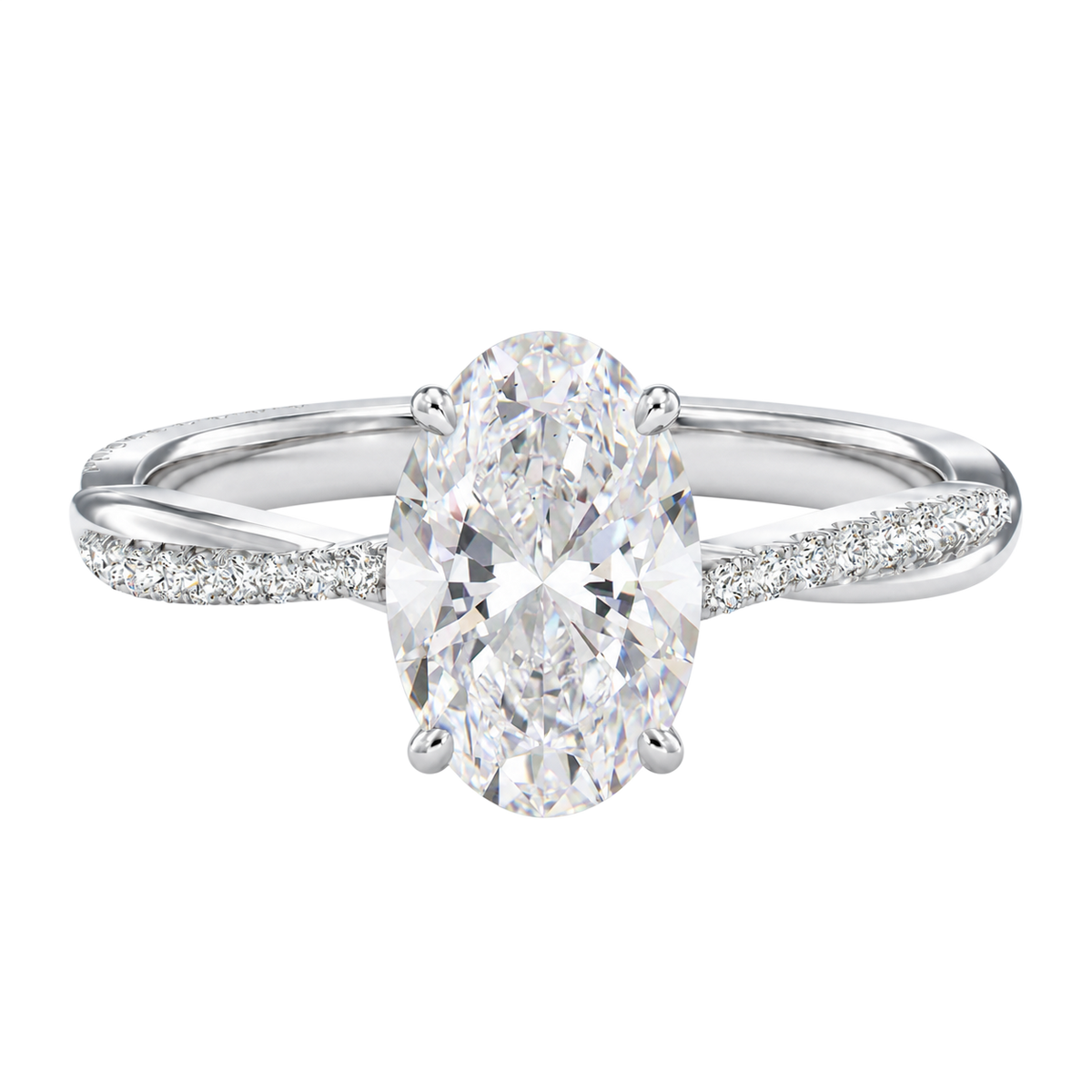 Wreath - Oval - White Gold - Pavé