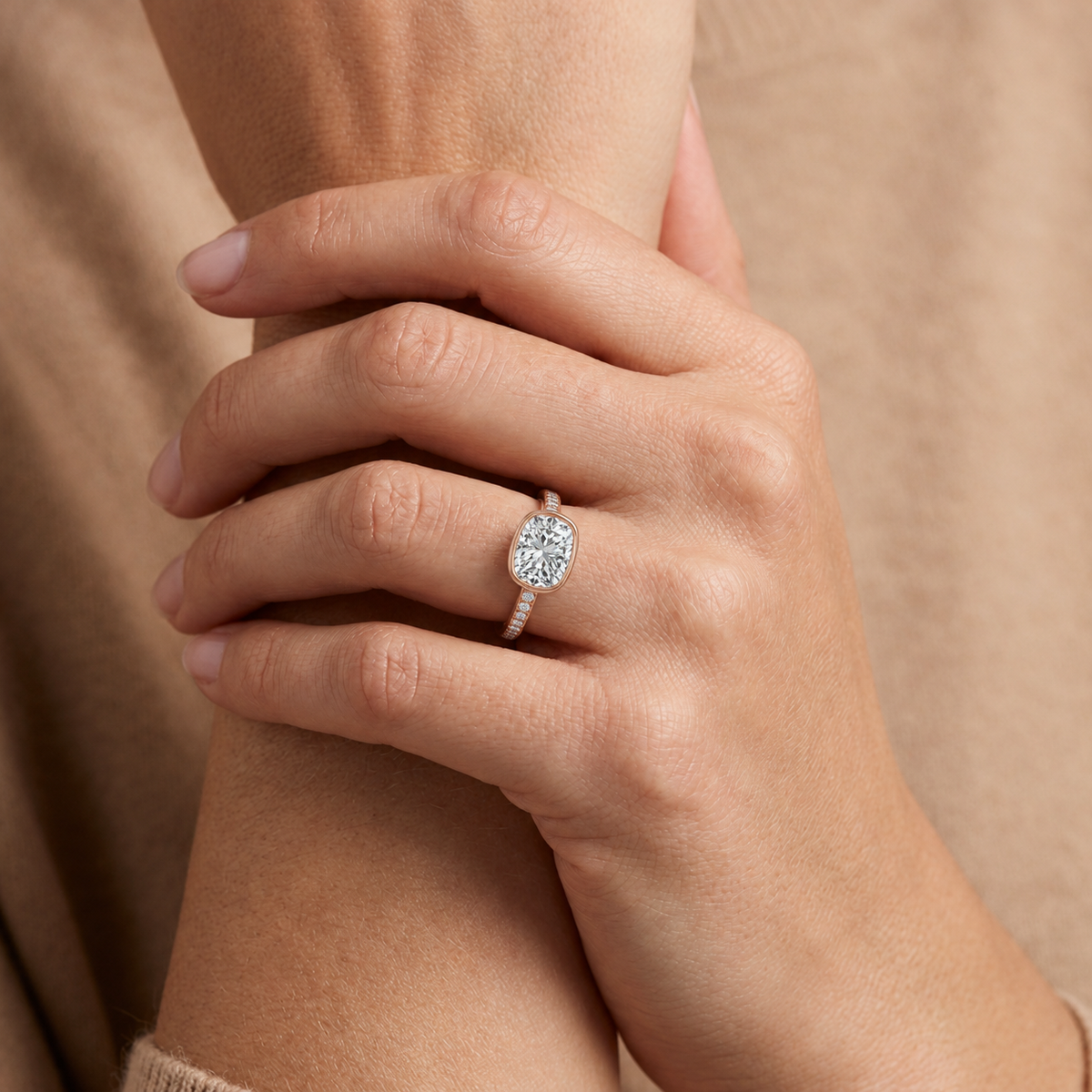 Bailey - Cushion - Rose Gold - Pavé