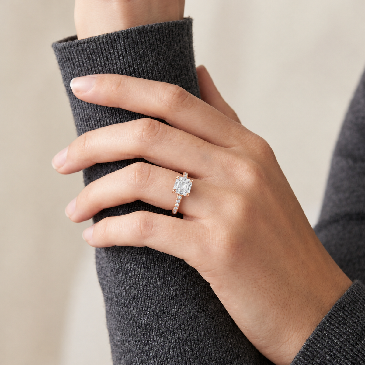 Wreath - Asscher - Rose Gold - Pavé