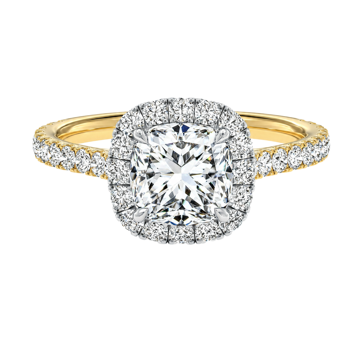 Cordelia - Cushion - Yellow / White Tone - Pavé