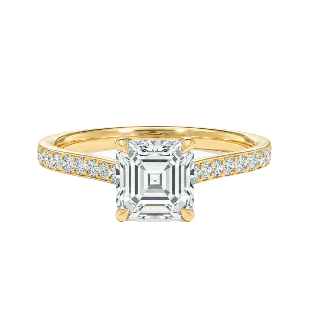 Basilica - Asscher - Yellow Gold - Pavé