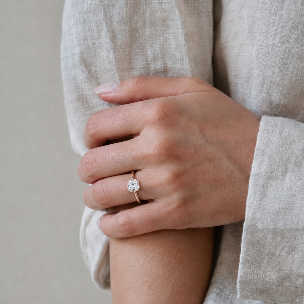 Solenne - Asscher - Rose Gold - Plain