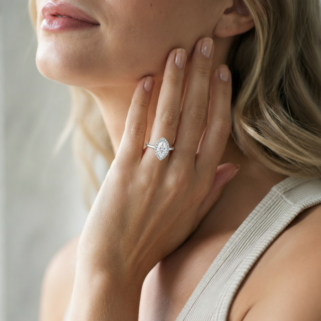 Cordelia - Marquise - Platinum - Plain