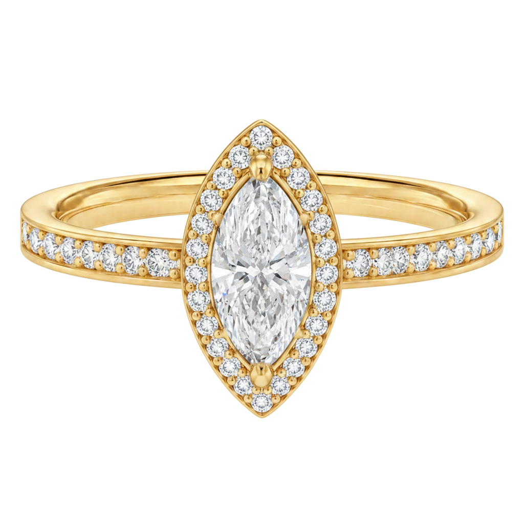 Deneuve - Marquise - Yellow Gold - Channel