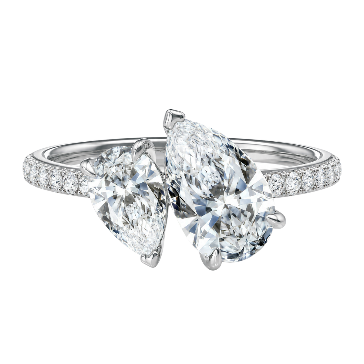 Duo - Pear - Platinum - Pavé