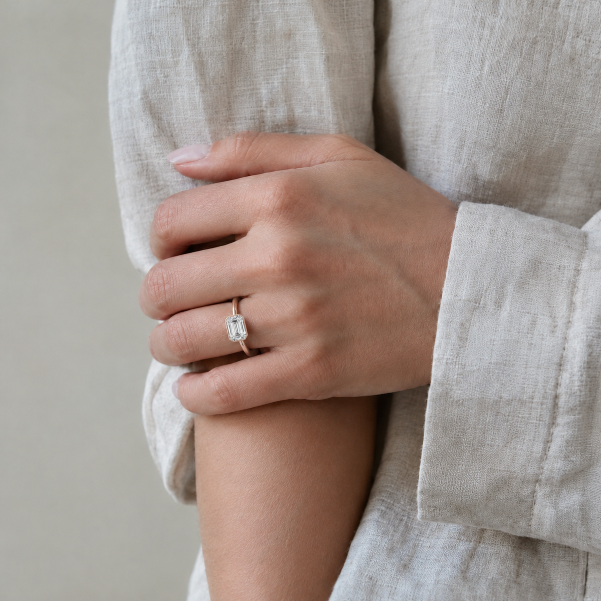 Solenne - Emerald - Rose Gold - Plain