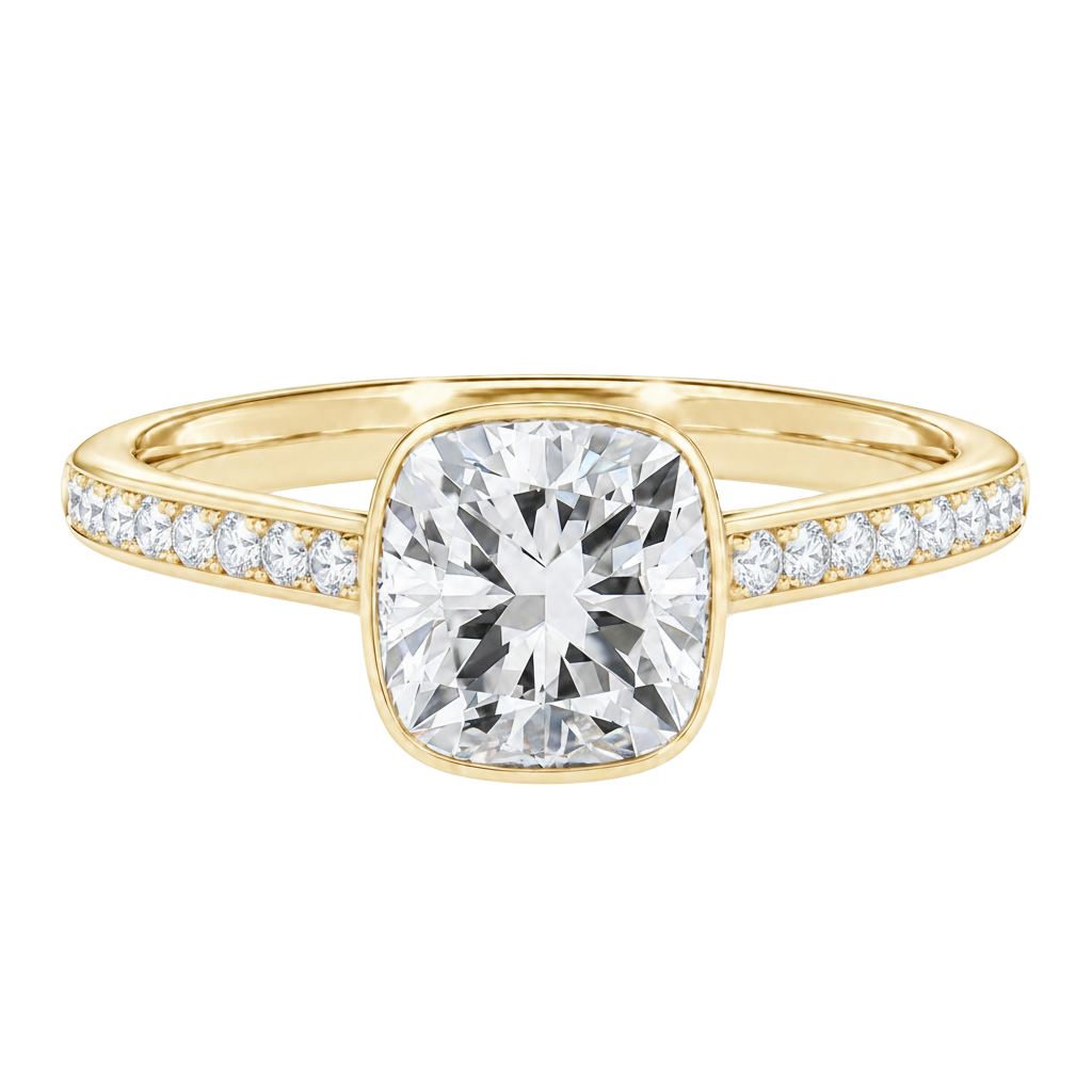 Solenne - Cushion - Yellow Gold - Channel