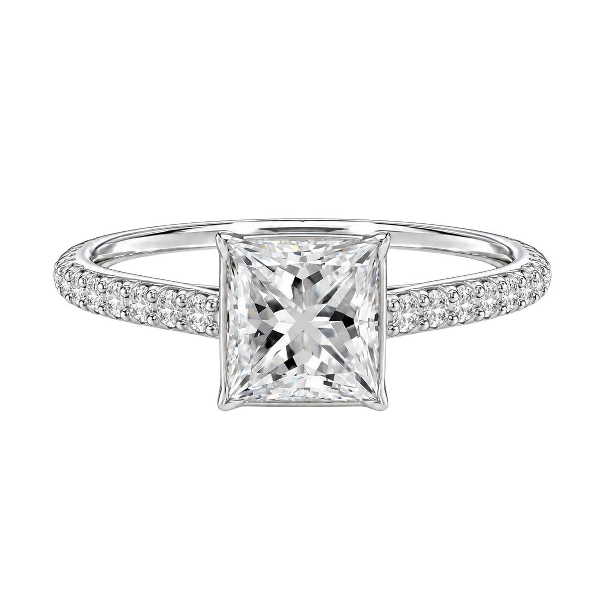 Solenne - Princess - Platinum - Pavé